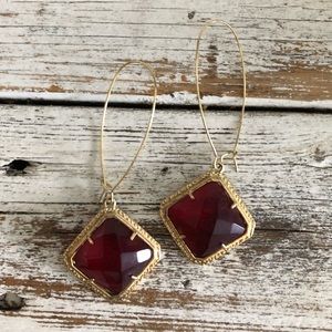 Gold and red hanging earrings